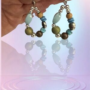 Blue and Green Beaded Earrings